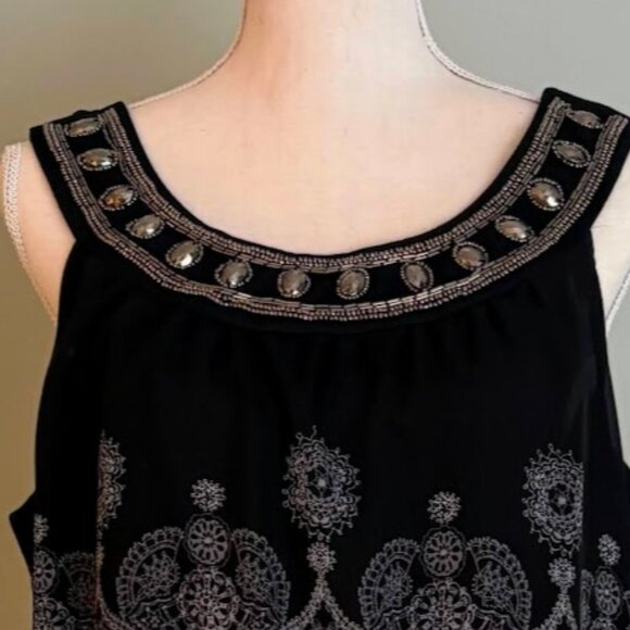 APT 9 Boho Style Sleeveless Blouse Tank with Beading Large - Picture 2 of 8